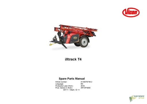 Vicon Ixtrack T4 Sprayers Trailed 2019 Sn 00111 Parts Manual Catalog Pdf Download