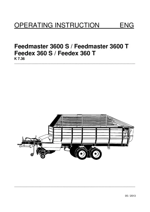 Vicon K7.36 Feedmaster 3600S 3600T 360S 360T Loader wagon 2013 Parts Manual Catalog Pdf Download