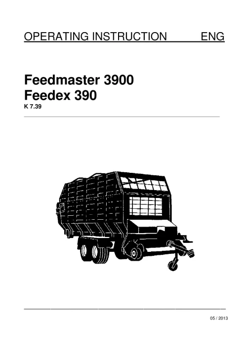 Vicon K7.39 Feedmaster 3900 Feedex 390 Loader wagon 2011 Operation Maintenance Manual PDF download