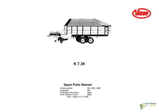 Vicon K7.39 Loader wagon 2002 Parts Manual Catalog Pdf Download
