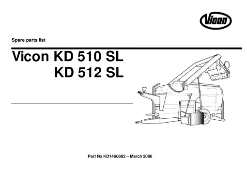 Vicon KD510SL KD512SL Diet feeders 2006 Parts Manual Catalog Pdf Download
