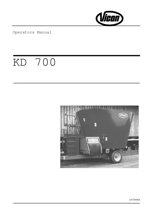 Vicon KD700 Diet feeders 2004 Operation Maintenance Manual PDF download