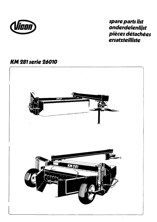 Vicon KM 281 all Parts Manual Catalog Pdf Download
