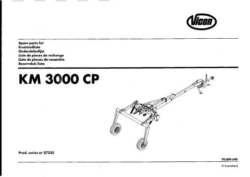 Vicon KM 3000 CP Mower Conditioner 2002 Sn 27335 Parts Manual Catalog Pdf Download
