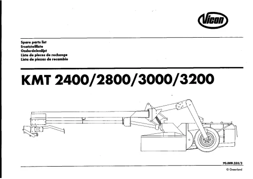 Vicon KMT 2400 2800 3000 3200 Mower Conditioner 1998 Parts Manual Catalog Pdf Download