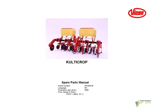 Vicon KULTICROP Cultivators interrow 2008 Parts Manual Catalog Pdf Download