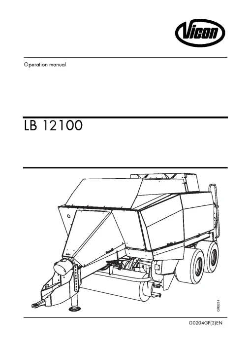 Vicon LB 12100 Balers Big Square G0204GP-3EN Operation Maintenance Manual PDF download