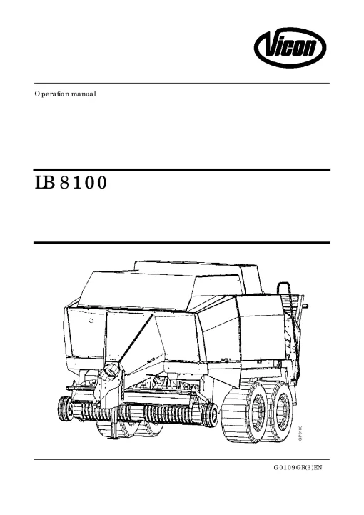 Vicon LB 8100 Balers Big Square-G0109GR-3EN Operation Maintenance Manual PDF download