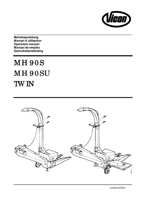 Vicon MH 90S 90SU Twin Maize choppers 16NP01 Operation Maintenance Manual PDF download