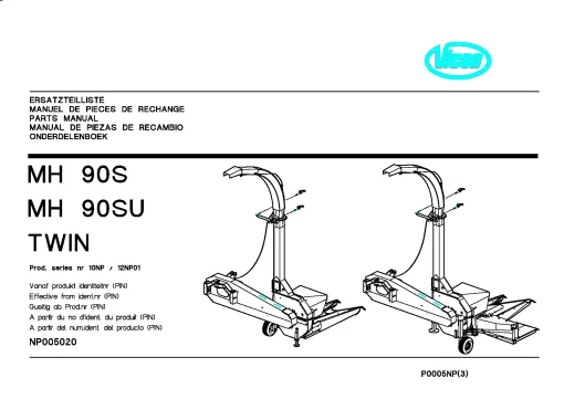 Vicon MH 90S Twin Maize choppers 12NP01 Parts Manual Catalog Pdf Download
