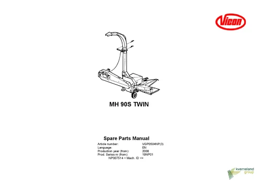 Vicon MH 90S Twin Maize choppers 2006 19NP01 Parts Manual Catalog Pdf Download