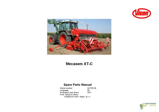 Vicon Mecasem XT-C Seed drills 2011 Parts Manual Catalog Pdf Download