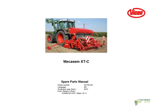 Vicon Mecasem XT-C Seed drills 2012 Parts Manual Catalog Pdf Download