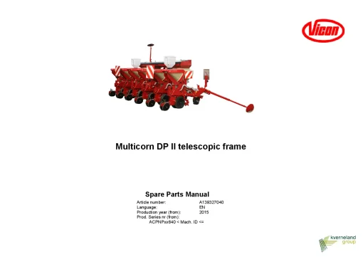 Vicon Muiticorn DP 2 Telescopic Frame Precision drills 2015 Parts Manual Catalog Pdf Download