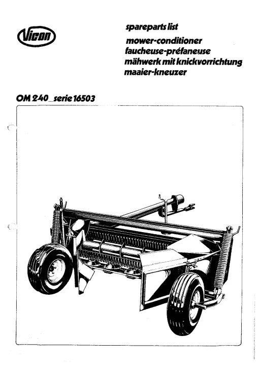 Vicon OM 240 series all Parts Manual Catalog Pdf Download