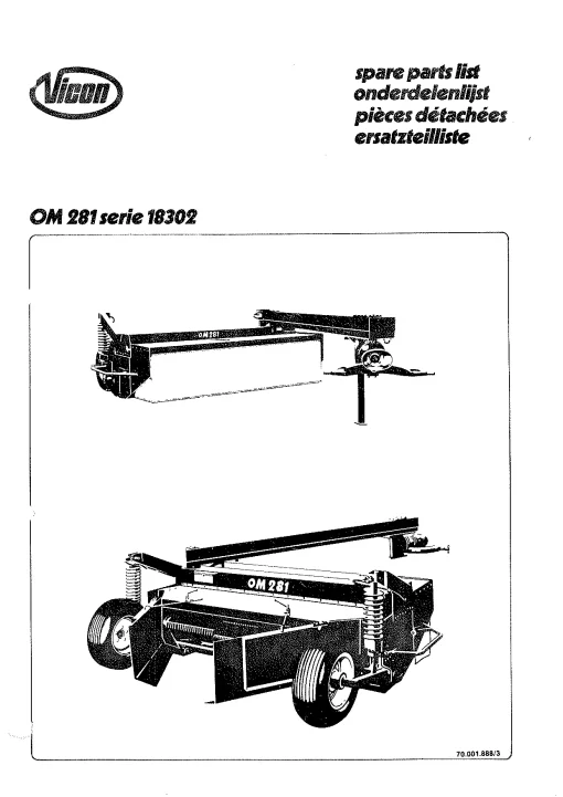 Vicon OM 281 series all Parts Manual Catalog Pdf Download