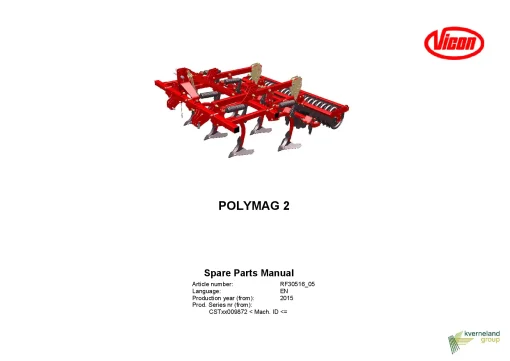 Vicon POLYMAG 2 Cultivators stubble 2015 Parts Manual Catalog Pdf Download