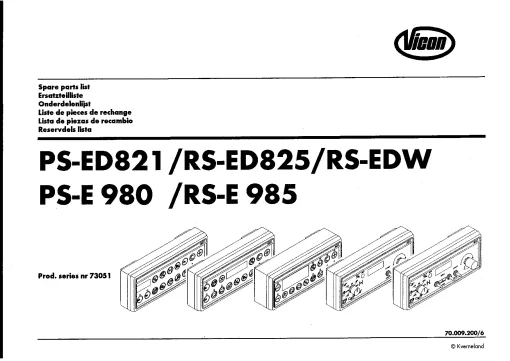Vicon PS- ED821 E980 RS-ED825 E985 EDW Spreaders Disc Rear mounted 2006 Parts Manual Catalog Pdf Download