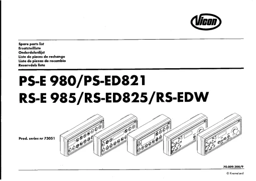 Vicon PS- ED821 E980 RS-ED825 E985 EDW Spreaders Disc Rear mounted 2009 Parts Manual Catalog Pdf Download