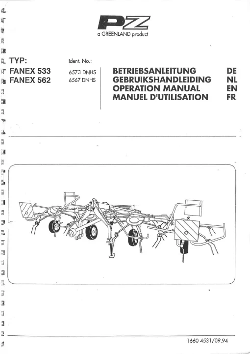 Vicon PZ Greenland Fanex 533 562 Tedders 1994 Operation Maintenance Manual PDF download