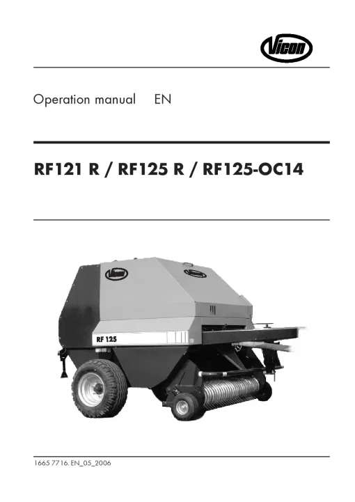 Vicon RF -121R 125R -OC14 Round Balers 2006 Operation Maintenance Manual PDF download