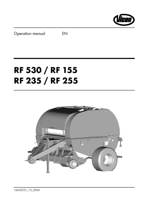 Vicon RF -155 530 235 255 Round Balers Fixed chamber 2004 Operation Maintenance Manual PDF download