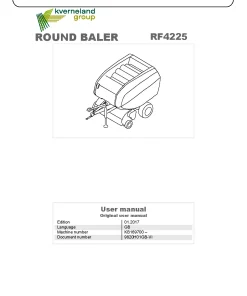Vicon RF 4225 Round Balers 2017 Operation Maintenance Manual PDF download