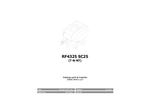 Vicon RF 4325 SC25 (T-N-NT) Round Balers 2019 Parts Manual Catalog Pdf Download