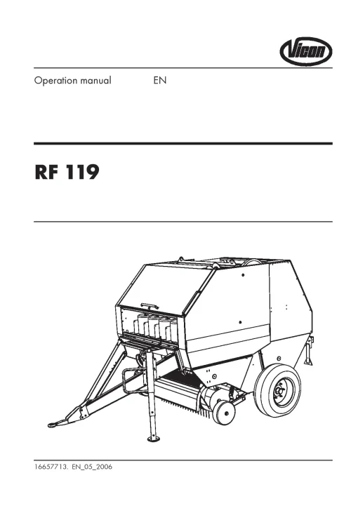 Vicon RF119 Round Balers 2006 Operation Maintenance Manual PDF download