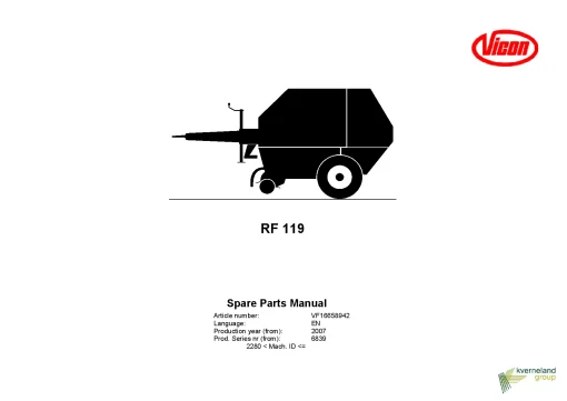 Vicon RF119 Round Balers 2007 Parts Manual Catalog Pdf Download