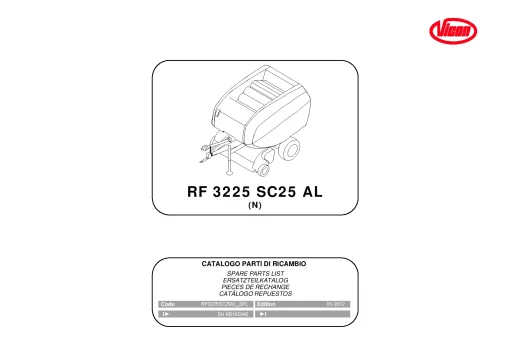 Vicon RF3225 SC25 AL Round Bale 2012 Parts Manual Catalog Pdf Download