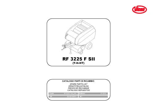 Vicon RF3225F SII (T-N-NT) Round Balers 2015 Parts Manual Catalog Pdf Download