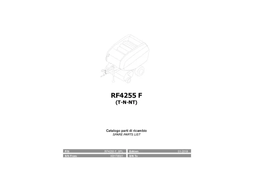 Vicon RF4255F (T-N-NT) Round Balers 2019 Parts Manual Catalog Pdf Download