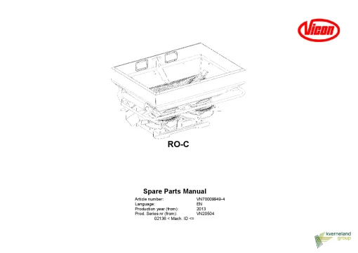 Vicon RO C Spreaders Disc Rear mounted 2013 Sn 02136 Parts Manual Catalog Pdf Download