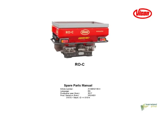 Vicon RO C Spreaders Disc Rear mounted 2017 Sn 01515 Parts Manual Catalog Pdf Download