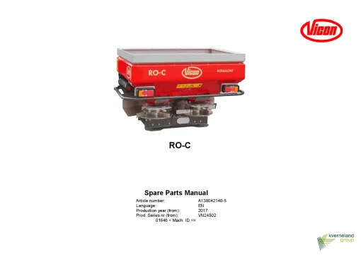 Vicon RO C Spreaders Disc Rear mounted 2017 Sn 01646 Parts Manual Catalog Pdf Download