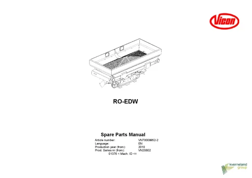 Vicon RO EDW Spreaders Disc Rear mounted 2010 Parts Manual Catalog Pdf Download