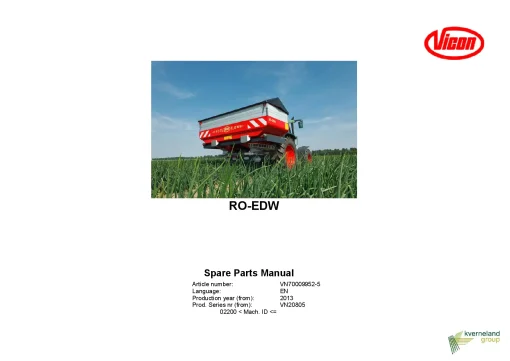 Vicon RO EDW Spreaders Disc Rear mounted 2013 Parts Manual Catalog Pdf Download