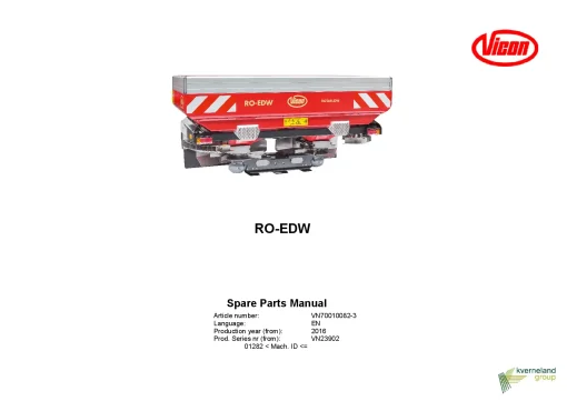 Vicon RO EDW Spreaders Disc Rear mounted 2016 Sn 01282 Parts Manual Catalog Pdf Download
