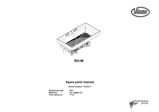 Vicon RO M Spreaders Disc Rear mounted 2006 Sn 77153 Parts Manual Catalog Pdf Download