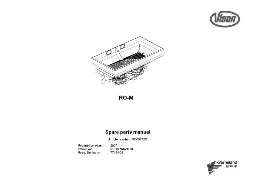 Vicon RO M Spreaders Disc Rear mounted 2007 Sn 77154-01 Parts Manual Catalog Pdf Download