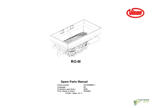 Vicon RO M Spreaders Disc Rear mounted 2009 Sn 01426- Parts Manual Catalog Pdf Download