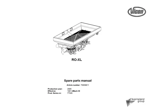 Vicon RO XL Spreaders Disc Rear mounted 2006 Sn 77305 Parts Manual Catalog Pdf Download