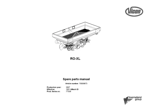 Vicon RO XL Spreaders Disc Rear mounted 2007 Parts Manual Catalog Pdf Download