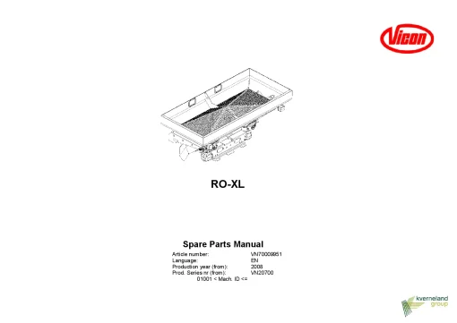 Vicon RO XL Spreaders Disc Rear mounted 2008 Parts Manual Catalog Pdf Download
