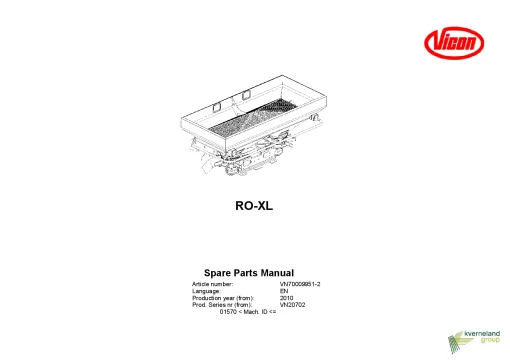 Vicon RO XL Spreaders Disc Rear mounted 2010 Sn 01570 Parts Manual Catalog Pdf Download