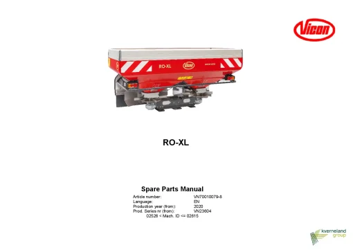Vicon RO XL Spreaders Disc Rear mounted 2020 Sn 02526 Operation Maintenance Manual PDF download
