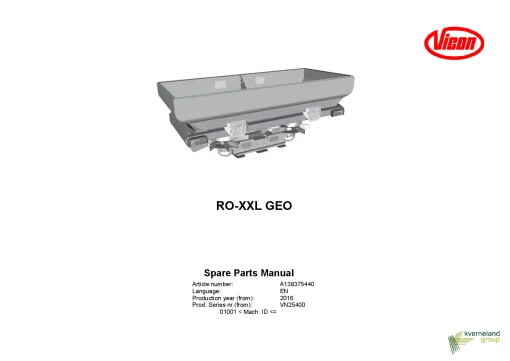 Vicon RO XXL GEO Spreaders Disc Rear mounted 2016 Sn 01001 Parts Manual Catalog Pdf Download