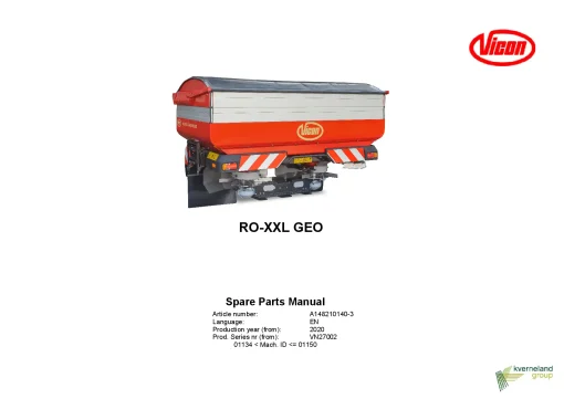 Vicon RO XXL GEO Spreaders Disc Rear mounted 2020 Sn 01134-01150 Parts Manual Catalog Pdf Download