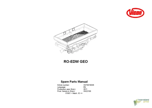 Vicon ROEDW GEO Spreaders Disc Rear mounted 2011 Parts Manual Catalog Pdf Download